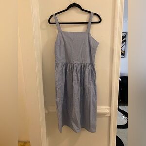 J. Crew blue and white striped seersucker sundress